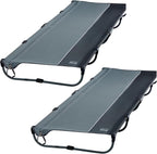 TIMBER RIDGE Lightweight Aluminum Camping Cot, 20-Second Quick Set-Up Folding Cot with Zipper Closure, Portable Carry Bag Included for Camping, Travel and Outdoors, Support up to 225lbs, Grey 2pcs