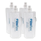 4 Pack 20oz/ 600ml Collapsible Water Pouch for Sawyer Squeeze Mini Water Filtration System, Compatible with Membrane Solutions and Other Water Filter Straw; Foldable Water Bottle, Reusable, BPA-Free