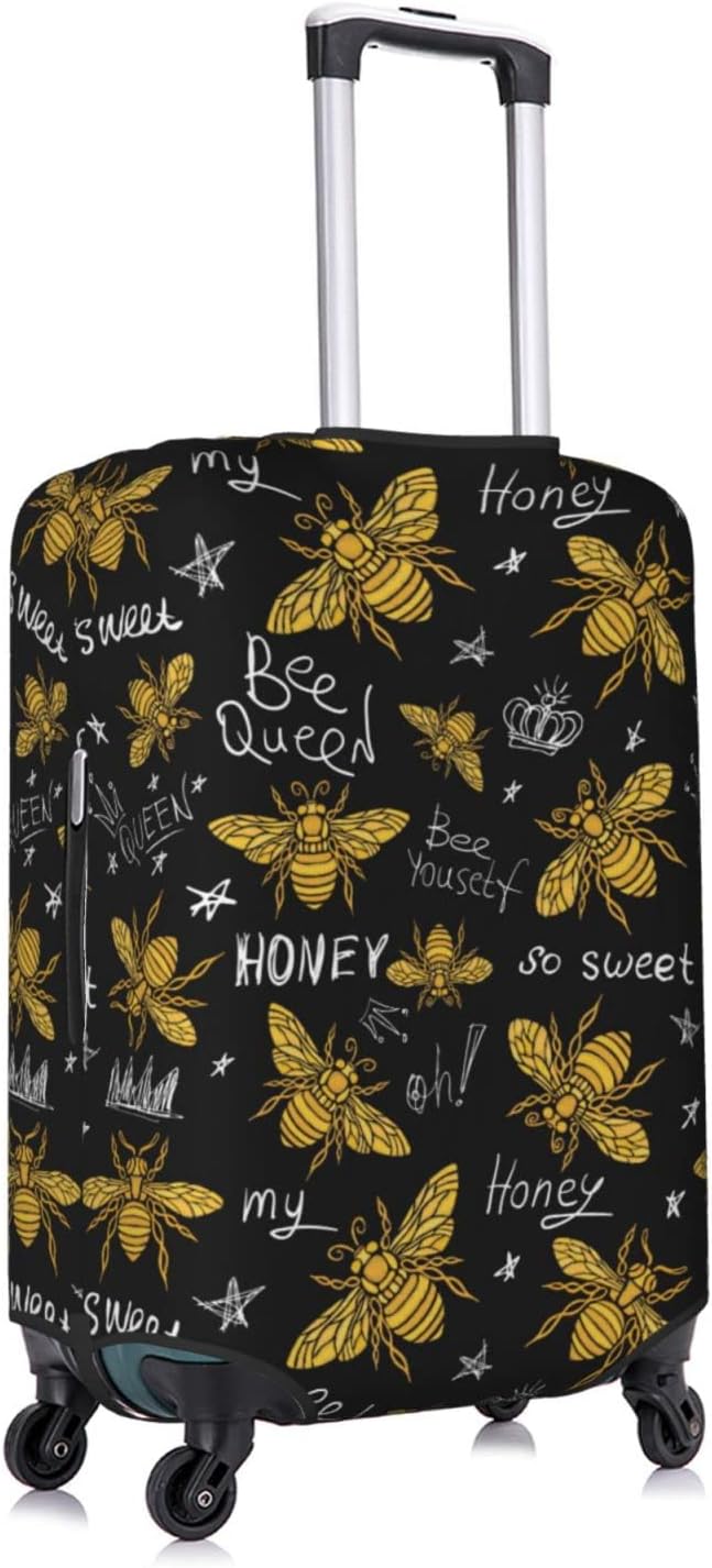 Travel Luggage Cover Suitcase Protector, Honey Bees Golden Luxury Thicker Washable Elastic Stretch Anti-scratch Baggage Cover with Concealed Zipper for Spinner Wheeled Suitcase Fits 25-28 Inch Luggage