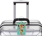 2 Pack Luggage Tag for Suitcase, Cute Unique Leather Bag Tags Identifiers Privacy Cover ID Label with Durable Steel Loop for Women Men Kids Girls Travel, Giraffe