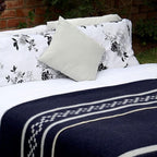 Inca Wall - Thick Alpaca Wool Blanket Heavyweight Camping Outdoors Indoors Soft Peru Twin Size Ethnic Design (Navy Blue/Ivory, Twin Size)