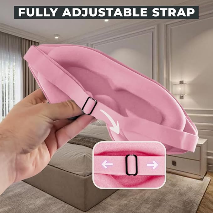 FlyHugz® 3D Travel & Home Sleep Mask | Ultra-Soft, 100% Light-Blocking Eye Mask for Deeper Sleep | Zero Eye Pressure, Adjustable Strap with Nose Bridge Design | Perfect for Travel and Insomnia