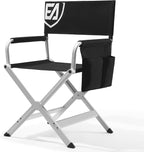 EVER ADVANCED Aluminum Directors Chair, Folding Studio Movie Chairs Camping Event Vendor Chair, 19" Seat Height Black Fabric/White Frame, Support 350lbs