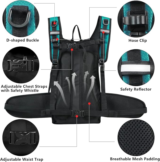 Insulated Hydration Pack Backpack with 3L BPA Free Leak-Proof Water Bladder, Keep Liquids Cool for Up to 5 Hours, Daypack for Hiking, Running, Cycling, Hunting, Climbing