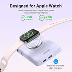 BLAVOR for Magsafe Portable Charger with Built-in Cables, PD 20W Fast Charging,10000mAh Magnetic Wireless Power Bank, Battery Pack with Stand for iPhone 15/14/13/12,Powerbank for Apple Watch(Purple)