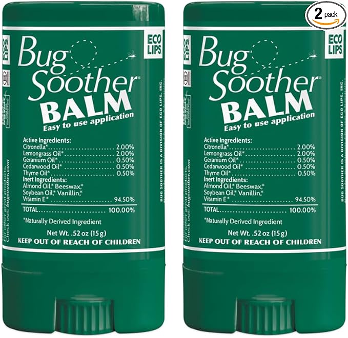Bug Soother Balm - Natural Insect, Gnat, Black Fly, and Mosquito Deterrent - DEET Free - Safe for Adults, Kids, Pets, & Environment - Made in USA - 0.56 oz. (2-Pack)