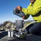 Odoland 8pcs Camping Cookware Mess Kit, Camping Pot and Pan Set with Mini Backpacking Stove, Stainless Steel Cup, Spork and Tank Bracket, Cooking Gear for Outdoor, Hiking, Picnic, Campfire