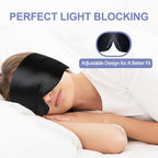 Mulberry Silk Sleep Mask for Side and Back Sleepers, Blackout Eye Mask for Sleeping for Women Men with Adjustable Band, Comfortable Soft Pressureless Eye Cover for Sleeping in Large Size
