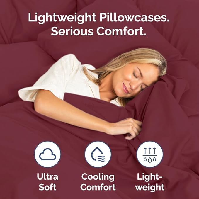 Pillowcases - Ultra Soft Hotel Quality Pillowcase Covers - Comfy, Cozy & Wrinkle Free - Shrinkage and Fade Resistant - Machine Washable Pillow Protectors - (King, Burgundy, 4 Piece Set)