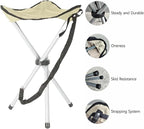 Folding Camping Stool,16.5" Folding Camping Chairs,Portable Tripod Seat,Outdoor Travel Tall Chair for Camping Walking Hunting Hiking Fishing Mountaineering Picnic Beach BBQ Garden Lawn(apricot)