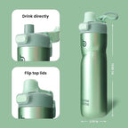 BOTTLE BOTTLE Insulated Water Bottle 24 oz with Handle and Flip Tops Lids Stainless Steel Water Bottle Push Button Lid Leak proof Portable for Running Travel Sports Hiking green