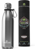 Greens Steel Stainless Steel Water Bottle - 25 oz, Steel | Vacuum Insulated Double Wall with Screw Lid/Leak Proof | Thermal Travel Sports Canteen Coffee Flask