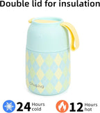 Thermo for Hot Food for Adults Kids | Wide Mouth, 26 oz Insulated Food Jar with Spoon, Leakproof Soup Thermo for School Office Travel, Thermal Steel Lunch Container Easy to Carry (Green)