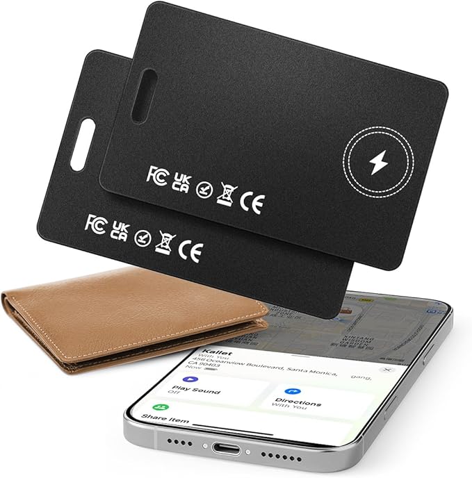 Air Tracker Tag Bluetooth Tracker for Apple Find My, Air Tracker Tag Key Finder Rechargeable (iOS Only) Smart Wallet Tracker Card, Worldwide Tracking for Bags, Passport