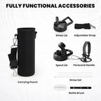 Insulated Water Bottle 20 oz, Triple Wall Vacuum Stainless Steel (Cold for 48 Hrs), Leak Proof & Non-BPA, Kids Water Bottle Jug for School with Straw Spout Lids, Dark Gray