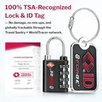 Forge Dual-Opening: Key or Combination Lock, TSA Approved Lock for Luggage, Pelican case, Travel, Gym, School, Luggage Combination Lock, Travel Bag Lock (Black 2 Locks and 2 ID)