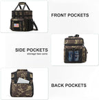 Expandable Large Tactical Lunch Box for Adults, Heavy Duty Durable Lunch Cooler Bag with MOLLE Lunch Pail for Work Camping Fishing Picnic (Black-Camo, 16L)