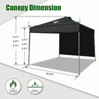 Eurmax USA NOMATTER ONE-Person Open&Close 10x10ft Pop Up Canopy Tent,Portable Shelter Canopy for Outdoor Events with 1 Removable Sidewall,Instant Canopies,Temporary Sunshade,Bonus 4 Sand Bags(Blue)
