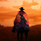 Camping Blanket, Puffy Waterproof Travel Blanket, Warm Cozy Picnic Blanket, for Outdoors, Travel, and Mountain.(West Cowboy, 78" x 56")