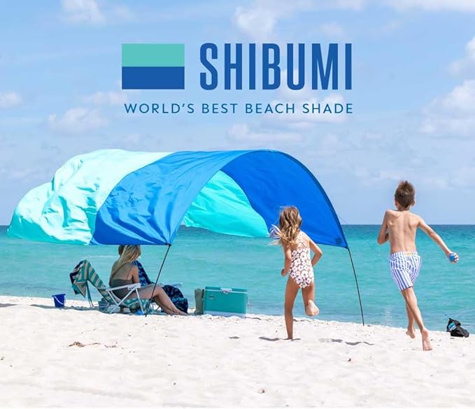 Shibumi Shade Mini®, World's Best Beach Shade with Quiet Canopy, The Original Wind-Powered® Beach Canopy, Provides 75 Sq. Ft. of Shade up to 8ppl, Sets up in 2 Min, Wind Assist Included