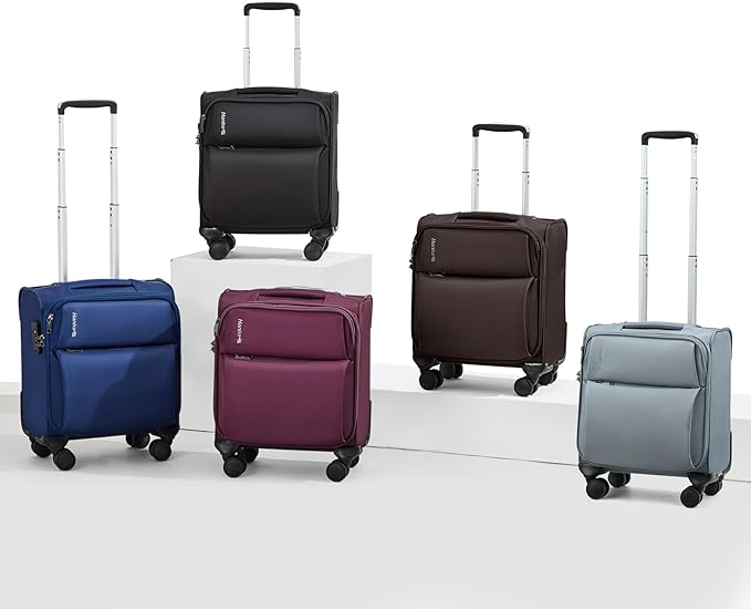 Hanke 16 Inch Underseat Carry On Luggage with Spinner Wheels for Airline, Small Softside TSA Approved Luggage Lightweight Rolling Suitcases Under Seat Travel Carry-On Bag(Coffee)