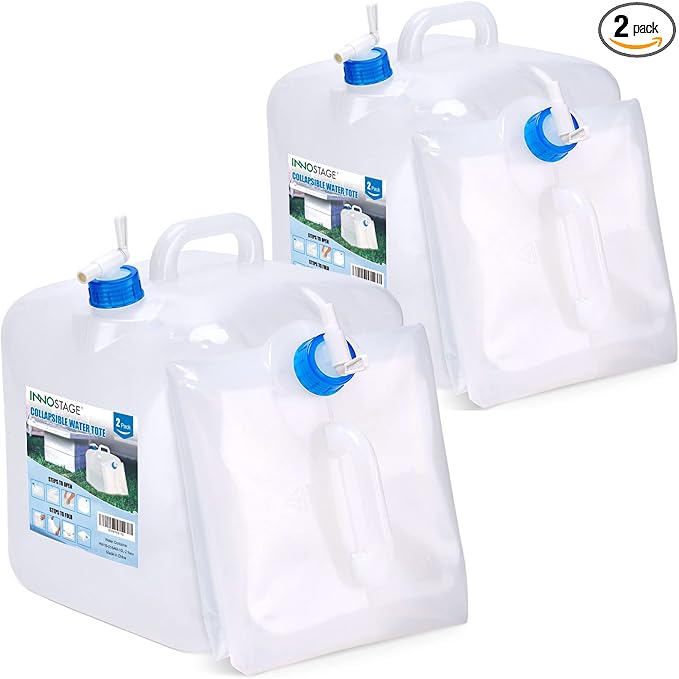 INNO STAGE 2 Pack Collapsible Water Container 2.6 Gallon with Spigot, Camping Water Storage Carrier Jug for Outdoors