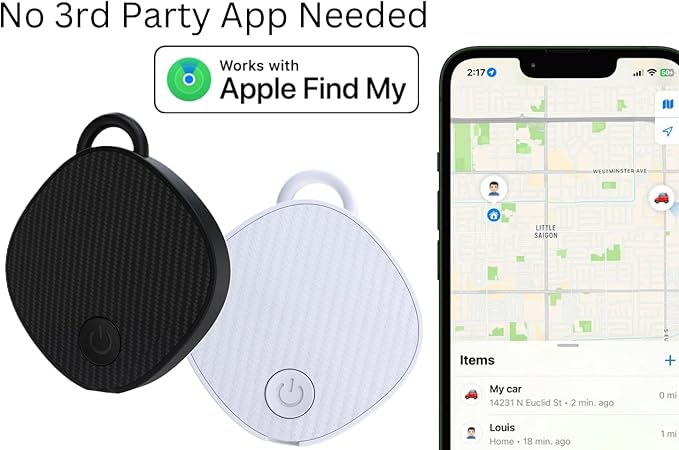 Unlimited Range GPS Tracking Device Item Locator for Car, Purse, Pet, Key Work with Apple Findmy No 3rd App Needed (Black)
