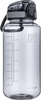 Fanhaw 32 Oz Clear Tritan Water Bottle with Chug Lid, BPA-free, Wide Mouth, Leak Proof - for Gym, Travel, Home, School, Office (Gray)