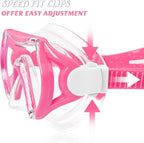 Kids Swim Goggles Snorkel Diving Mask for Boys Girls Ages 5-15, Two-Color Anti-Fog Swimming Goggles with Nose Cover