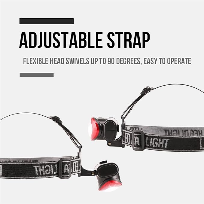 Lichamp Headlamp, 10 Pack 12 LED 3 Mode Portable Head Lamp Flashlight, Outdoor Lightweight Durable Headlight for Running, Camping, Reading, Fishing, Hunting, Walking, Jogging, Black + Red Color