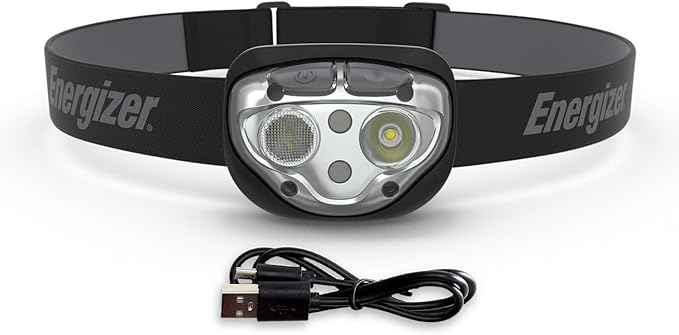 Energizer Rechargeable LED Headlamp Pro400, IPX4 Water Resistant, High-Powered Bright LED, Multiple Light Modes, Best Headlight for Camping, Running, Outdoors, Emergency Light, USB Included