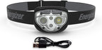 Energizer Rechargeable LED Headlamp Pro400, IPX4 Water Resistant, High-Powered Bright LED, Multiple Light Modes, Best Headlight for Camping, Running, Outdoors, Emergency Light, USB Included