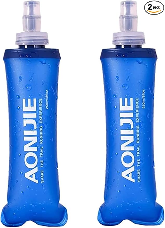 AONIJIE 2Pack of Soft Soft Folding Hydration Bottle Water Collapsible Flask BPA-Free Bottles (500ml without straws)