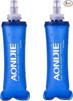 AONIJIE 2Pack of Soft Soft Folding Hydration Bottle Water Collapsible Flask BPA-Free Bottles (250ml without straws), SD52-500