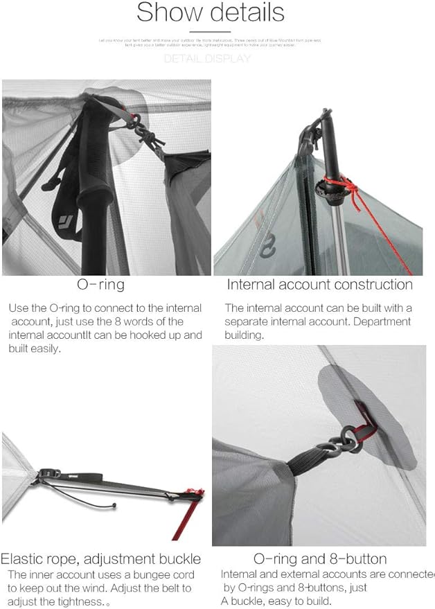 Lanshan 2 Person Tent Hiking Ultralight Camping Tent Professional 15D Silnylon Rodless Trekking Pole Tent Waterproof Backpacking Outdoor for Camping, Bivvy