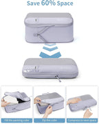 WANDF 7 Set Compression Packing Cubes for Travel, Shirt Folder for Wrinkle-Free, Suitcase Organizer Bags Set for Carry-On Checked Luggage Duffle Bag Women Men(Gray-blue)