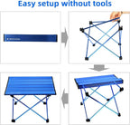 ROCK CLOUD Portable Camping Table Ultralight Aluminum Folding Beach Table Camp for Camping Hiking Backpacking Outdoor Picnic, Blue