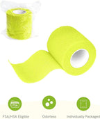 FriCARE Self Adhesive Bandage Wrap, Medical Tape in First Aid Kit, Cohesive Bandages for Wounds Sport Vet, FSA/HSA Eligible, 2 Inches X 5 Yards 6 Rolls, Fluorescent Yellow