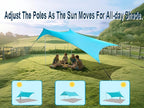 10×10ft UPF50+ Beach Tent Sun Shelter, Windproof Stable Outdoor Pop Up Beach Shade Canopy for Camping, Fishing, Backyard Fun or Picnics, 2 Poles