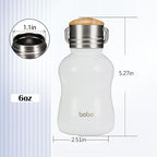 YOHKOH Mini Vacuum Insulated Water Bottle With Bamboo Lid - Stainless Steel Thermos Water Bottle for Women Girls Kids, Metal Sports Hot and Cold Water Bottle Leak-Proof BPA-Free (6.4oz,White)