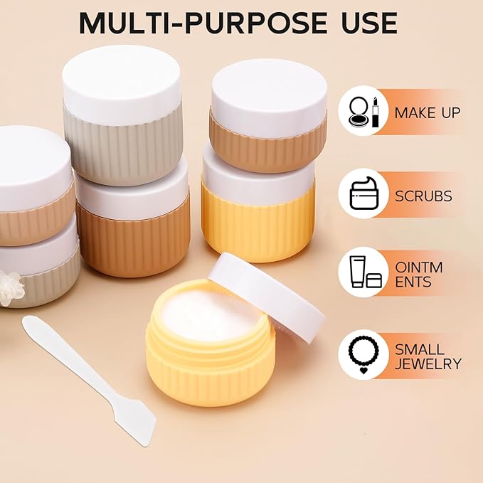 8 Pack Travel Bottles TSA Approved 1oz 3oz Leak Proof Silicone Squeezable Containers in Clear Bag for Cosmetic Face Hand Body Cream