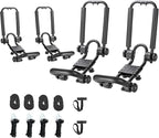 2 Pairs Fold Down J Bar Kayak Rack Designed mounts to virtually All crossbars and Load Bars Double Folding J Bar Car Roof Carrier for Kayak Canoe Surf Board and SUP Paddle Boat