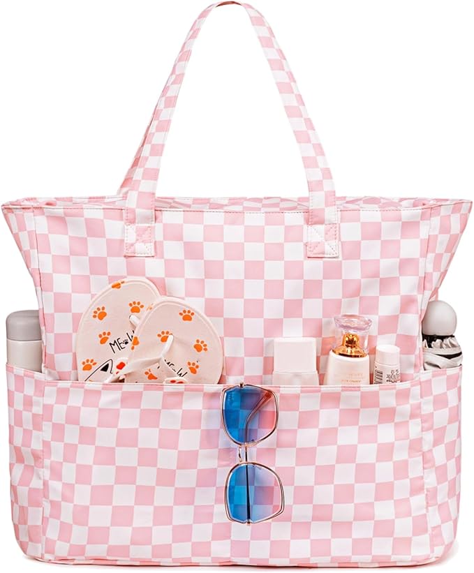 Bluboon Waterproof Beach Tote Pool Bags for Women Ladies Extra Large Carry On Bag With Wet Compartment for Weekender Travel