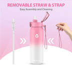32oz Water Bottle with Removable Straw and Spout Lid Two Ways to Drink, 18/10 Stainless Steel Insulated Water Bottle, BPA-Free, Leak Proof, Double wall, for Sports, Gym