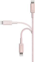 Amazon Basics USB-A to Lightning Cable, Apple MFi Certified, Nylon Braided Cord for iPhone 14 13 12 11 X Xs Pro, Pro Max, Plus, iPad, High Speed Transfer, 6 Foot, Rose Gold