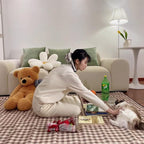 K Y KANGYUN 80x80 in Extra Large Picnic Blanket Outdoor Beach Blankets, Water-Resistant Foldable Sandproof Blankets Cute Picnic Mat for Beach, Camping Grass Lawn Park Mats (Tan Gingham)