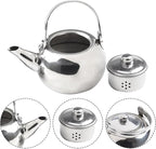 Stainless Steel Tea Kettle, Heat Resistant Handle Stovetop Camping Coffee Pot Water Bottle with Built in Filter for Tea and Beverage Brewing(14cm)