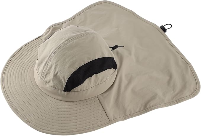 Home Prefer UPF 50+ Sun Hats for Men Women Wide Brim Fishing Hat with Neck Flap UV Protection Sunblock Safari Bucket Hat