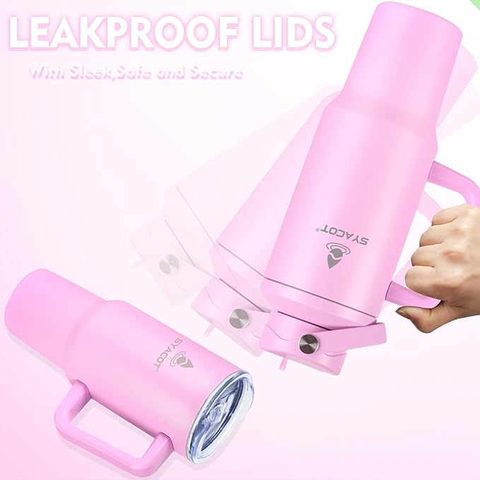 40 oz Tumbler with Handle and Straw or Convert to 40 oz Insulated Water Bottle Fits in Cup Holder. Stainless Steel Metal Water Flask with 2 Lids for Travel,Camping,Gym Sports Coffee Mug Thermal Cup