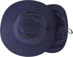 Home Prefer UPF 50+ Mens Wide Brim Fishing Hat with Neck Flap Sun Hat for Men Women Sun Protection Cap